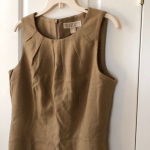 Michael Kors Tan Wool Midi Sheath Dress